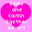 Two identical pink heart-shaped icons with white pixelated text reading "Eddie and Caitlin Zgether 4ever!" on a light purple background.