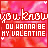 A 5x5 contact sheet of animated frames showing a Valentine's Day-themed buddy icon with red and pink background, white text, and heart symbols.
