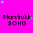 A bright pink background with scattered cyan and purple stars, displaying repeated text "Starstruck SOH!S" in black pixelated font.