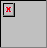 Pixelated red text on gray background with small framed icon showing pink and red X symbol.