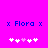 Two identical pixel art icons on bright pink background with blue text and white/pink flower symbols.