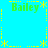 Pixelated green text "Bailey" appears four times on a bright cyan background with yellow dotted lines and asterisks forming a pattern