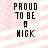 Pixelated text 'PROUD TO BE A HIGH' on a pink and white striped background with small dots.