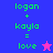 Pixelated text and star symbols on blue, purple, and pink backgrounds with green text.