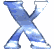 Blue X-shaped icon with cloud-like texture, displayed in a of nine positions across three