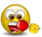 Yellow circular emoji with brown eyes and red mouth holding a yellow flower, displaying multiple facial expressions including open-mouthed surprise, wide-eyed shock, and smiling.