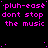 A static digital image displays repeated text in bright pink on a black background with scattered dots and one gray square.