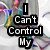A static image with text overlay reading "I Can't Control My Emotions They Control Me" over a blurred anime-style background with colorful lines.