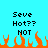 Pixelated text and orange flames on a cyan background, with identical left and right sections.