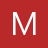 A static pixelated white letter M on a solid red background with visible dithering and anti-aliasing effects.