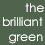 A four- with a green text block reading 'the brilliant green' and three pixelated images of people in various poses