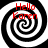 Four identical spiral patterns with black and white concentric circles, each overlaid with red text reading "Hello Karen" in two lines.