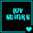 Four cyan-bordered black squares display 'LOV STINKS' text with varying heart symbols below, transitioning from single to multiple hearts.