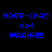Blue pixelated text on black background with white rectangular overlays changing position
