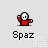 Pixel art character in red outfit with white head, performing sequential arm movements across frames on light gray background.