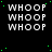 repeated 'WHOOP' text in white pixelated font on black background with scattered green dots, one replaced by solid gray rectangle