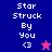 Four display 'Star Struck By You <3' text with star symbols; top-left and bottom-right have pink stars, top-right and bottom-left have blue stars on colored backgrounds