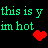 Pixelated image with green and cyan text on black background, red heart symbol, and partial figure in grayscale.