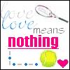 A static icon with a white background featuring a tennis racket, tennis ball, heart, and text elements in various colors and fonts.