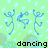Pixelated stick figures dance against changing backgrounds with text reading "dancing in the moonlight".