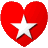 Nine identical red heart shapes with white stars centered inside, arranged in a on a light gray background