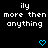 Black background with white pixelated text reading 'ily more then anything' and two blue pixelated hearts below.