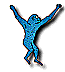20 monkey-shaped figures in various colors, each in a dynamic pose with arms raised, displayed on a gray background