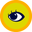 Four circular icons with yellow centers and orange borders display sequential eye expressions: open, winking, squinting, closed.