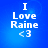 Blue background with white text "I Love Raine <3" in pixelated font, four identical arranged in a
