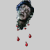 Animated sequence of a pixelated figure with dark hair and red splatters against a light gray background, showing motion of red droplets falling from the figure's lower face area.