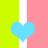 Pixelated heart icon with vertical color bands and text reading 'i <3 my bffs' on dark background.