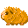 Two pixelated orange hamster-like creatures with pink cheeks and feet stand side-by-side against a gray background.