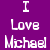 Static pixel art icon with white text on solid purple background reading "I Love Michael" in three lines.