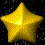 Golden star-shaped objects in various orientations against a black background with white speckles.