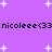 Purple background with white star shapes and repeated black text reading 'nicoleee<33' in two horizontal lines.