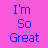 Pixelated animation of a blonde doll in blue clothing against a pink background, with changing text and pose.