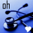 Animated contact sheet of a medical-themed buddy icon featuring stethoscope, heart symbols, and text variations on blue background.