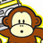 Pixelated monkey with brown fur and white face wearing yellow and gray armor-like shoulder pads on a yellow background.