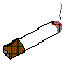 Pixelated cigarette icon with brown filter, red tip, and smoke animation next to 'SMOKE' text.
