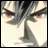 Pixelated anime-style character face with red eyes and gray hair on left, alongside pixelated text "Anime IM" above smaller "COM" on black background.