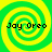 Four identical pixelated spiral patterns with green and yellow hues, each containing the text "Joy Oreo" in black pixelated font.