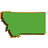 Green shape with irregular left edge bordered by brown and orange pixels on gray background.