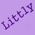 Purple background with three instances of the word 'Littly' in dark purple pixelated text and three purple stars, one in each corner of the visible area.