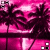 A 4-frame animated contact sheet showing tropical palm trees against a pink sky with subtle animation changes across frames.
