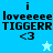 A blue and light-blue pixelated icon with text 'i loveeeee TIGGERR <3' and a star symbol, showing animation changes between frames.