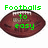 Two pixelated footballs with green text overlays; left shows 'Footballs to easy', right shows 'Ch33r 4 Life' on brown leather texture.