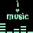 Pixelated green text and symbols on black background with animated equalizer bars and heart icons.