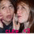 Two pixelated figures in close proximity with pink text 'cute. 43' at the bottom, set against a dark background.