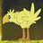A pixelated yellow bird-like creature with brown legs stands on a dark background, next to stylized white text reading "Anime IM" and "COM" on a black background.