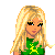 Pixel art contact sheet showing multiple frames of an animated buddy icon featuring a blonde cartoon girl in green and yellow attire with text elements reading "G.R.I.T.S GIRLS RAISED IN THE SOUTH".